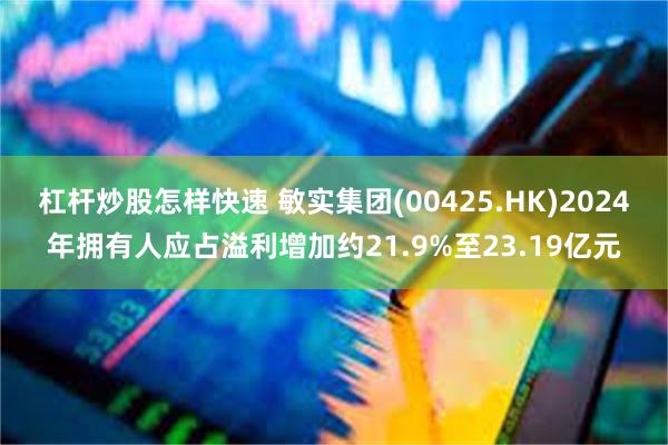 杠杆炒股怎样快速 敏实集团(00425.HK)2024年拥有人应占溢利增加约21.9%至23.19亿元