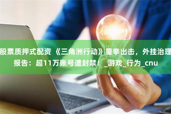 股票质押式配资 《三角洲行动》重拳出击，外挂治理报告：超11万账号遭封禁！_游戏_行为_cnu